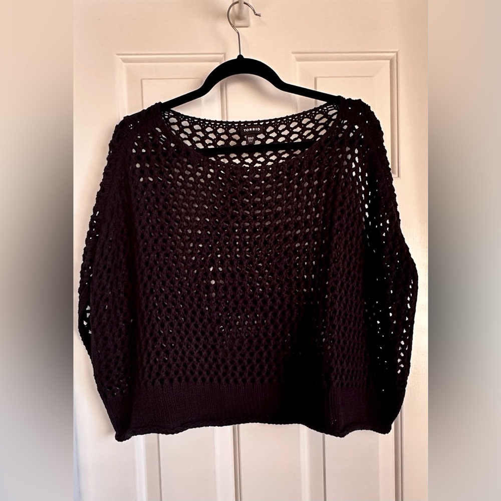Torrid Women's Black Open-Knit Oversized Sweater Size:0/00 (10-12)
